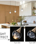MKonpeny Modern Crystal Moon Pendant Light, 3000K 7W Led Pendant Light Kitchen Island, Brush Nickel Pendant Light in kitchen setting.
