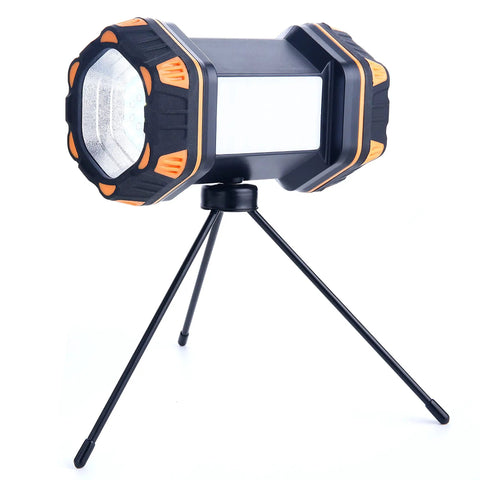Rechargeable LED Camping Lantern And Flashlight With 4800mAh Power Bank on tripod, 8 light modes, waterproof for outdoor use