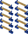 10 Pack Brass Terminal Bus Bar With Eight Position Screw Terminals For Car Boat Marine Electrical Power Distribution Grounding Strip Blue Finish