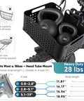 Ultimate Universal Front Cargo Rack For E Bikes With Head Tube Mount And 33 Lbs Capacity Plus Four Heavy Duty Straps, holds kettlebells.