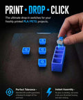 60 Piece Blue Keyboard Switches Clicky Tactile Clickers For 3D Printing Projects And Fidget Toys With Crisp Bangin Sound And Strong Feedback To Upgrade Your Setup. Blue MX-style switch being inserted into a 3D printed housing for PLA/PETG projects.