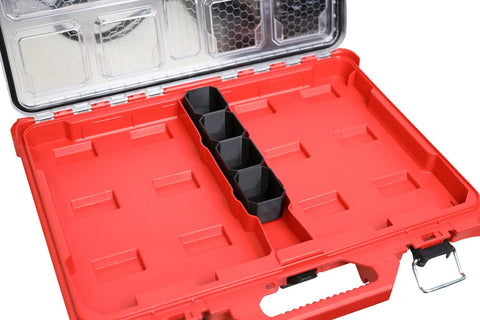 Milwaukee Packout Low Profile Tool Box Organizer Middle Bin Set Heavy Duty Modular Storage System Black Plastic 4 Count