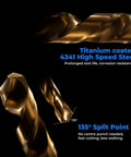 amoolo Titanium Drill Bit Set, 60 pcs, titanium-coated HSS micro bits (3/64-1/8 in); close-up view