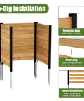 No Dig Wood Privacy Fence Panels 3 Panel 38W X 42H Outdoor Privacy Screen with no-dig installation and protective caps