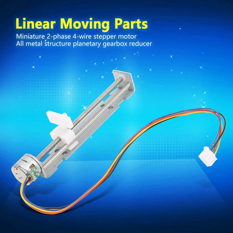 Miniature 2 Phase 4 Wire Stepper Motor Linear Rail With 80mm Stroke Screw Actuator and adjustable slider for precision DIY projects.