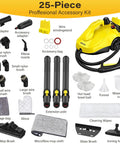 25-piece professional accessory kit for Top Shelf Multi Purpose Steam Cleaner with brushes, nozzles, and cleaning supplies.
