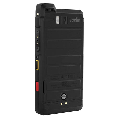Built Like A Tank This Kickass Dual Sim Unlocked Device Packs 64Gb Storage and Lightning Fast 4G LTE Data Speeds Into A Rugged Black Android Phone Ready For Heavy Duty Use, back view.