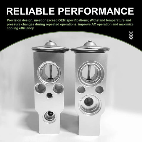 Two Universal Car AC Expansion Valves for Efficient Cooling, heat-resistant metal, rust-proof, silver, front view