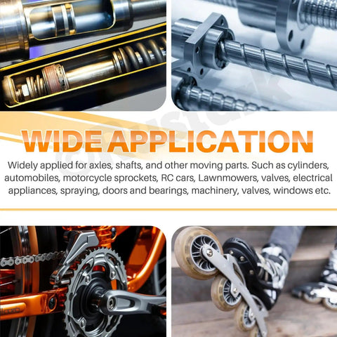 211 Piece External Snap Ring Kit In 304 Stainless Steel With Tweezers, 21 Sizes From M4 To M19, visual of applications on machinery and wheels
