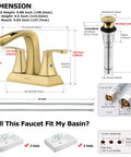 Waterfall Spout Two Handle Bathroom Faucet With Oil Rubbed Bronze Finish Includes Metal Pop Up Drain And Faucet Supply Lines 4 Inch Centerset For Three Hole Sinks No Fuss Durable Tarnish Scratch And Corrosion Resistant Doris 14069 dimensions and components overview with measurements