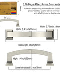Detailed dimension guide for Dope Matte Black 25 Pack 5 Inch 128mm Hole Centers Kitchen Cabinet Pulls Hardware