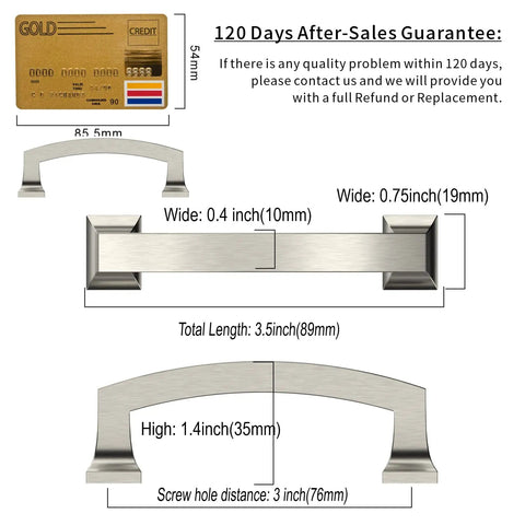 Matte Black 30 Pack 4 Inch 102mm Center To Center Cabinet Pulls dimensions and refund policy illustration