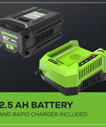 80V Cordless Leaf Blower With Brushless Motor, 700 CFM At 170 MPH Turbo, 2.5Ah battery and 40 minute rapid charger