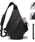 Women Sling Bag With 8 Pockets 19L One Strap Crossbody Backpack For Travel Hiking And Everyday Use Stable Strap Umbrella Pocket Lightweight Daypack For Outdoor Adventures shown in black with red accents