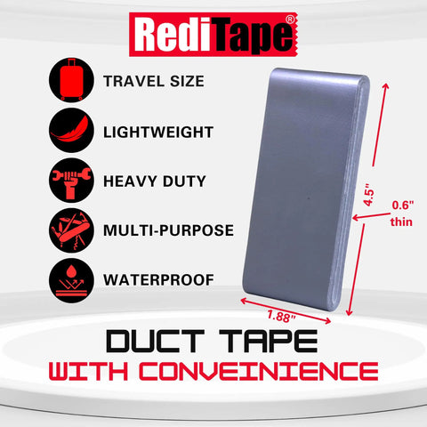 Travel Size Pocket Duct Tape 2 Pack Twin Silver, Compact Flat Mini Rolls For Repairs, Camping, Emergency Gear, EDC image.