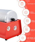 Red metal rock tumbler with rubber barrel, heavy motor, and leak-resistant design for home jewelry making, easy to use and low maintenance.