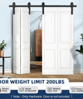 Beefed Up Bifold Barn Door Hardware Kit for Four Doors Side Mounted Black J Shape Rollers Heavy Duty Steel Supports Up To 400 Lbs