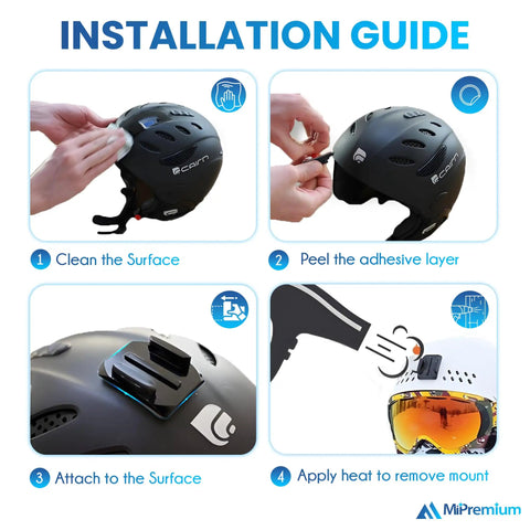 Adhesive Mount Kit For GoPro And Action Cameras 10 Pack Flat And Curved Mount Pads installation guide on helmet