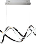 Top Notch Black Chrome Pendant Light With Stainless Steel Frame For Kitchen Islands And Dining Rooms Adjustable Height Cord Modern Hanging Lamp showcases fluid, modern design.