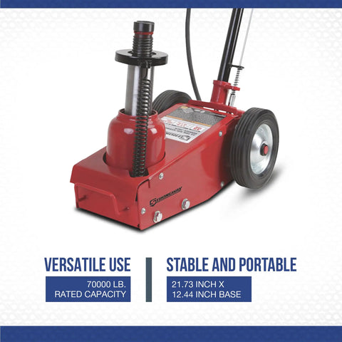 Heavy Duty 35 Ton Air Hydraulic Floor Jack With Quick Lift Action And Rock Solid Steel Build Featuring Grease Proof Paint For Everyday Shop And Garage Hustle