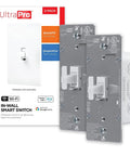Smart Light Switch 2 Pack With 2.4GHz WiFi, 3 Way Wiring, Works With Alexa And Google Assistant, No Hub Required, UL Certified shown