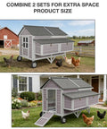 68 Inch Mobile Chicken Coop On Wheels For 8 To 12 Chickens, Wooden Hen House with Chickens Grazing in Yard