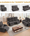 Living room with Relax In A 360 Swivel Rocker Recliner With Massage And Heat, oversized cozy chairs and sofas set