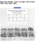 Dope 304 stainless steel pan head screws with hex nuts and washers set for serious machinery hardware maintenance, featuring 220 pcs.