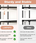 Comparison of sturdy and stable features of Tall Ten Tier Shoe Rack Holds Twenty Five Pairs Narrow Boot Organizer With Hook Hangers.