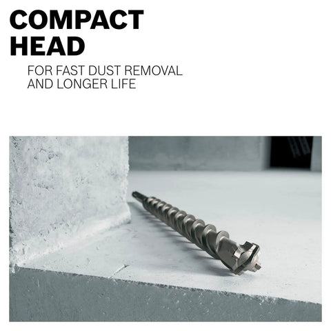 SDS-Max Speed-X Carbide Rotary Hammer Bit for concrete drilling, 2 in x 23 in, solid carbide head on a concrete surface