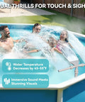 Pool Fountain With Lights For Above Ground And Inground Pools Dual Layer Spray Solar Powered Waterfall Sprinkler Chiller And Aerator Outdoor Swimming Pool Water Feature Accessory In Light Gray installed in an above-ground pool