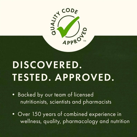 Quality approval badge with text stating discovered, tested, approved by licensed team with 150+ years experience.