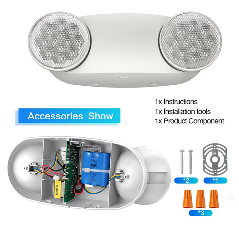 4 Pack LED Emergency Lights With Battery Backup For Business, Dual Bug Eye Heads Adjustable, UL 924 Certified, internal components