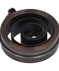Top view of No Brainer Drill Press Return Spring Replacement For Bench Drills, heavy duty steel coil, metal socket, smooth reset, chrome finish.
