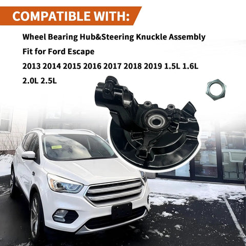 Front Left Wheel Bearing Hub And Steering Knuckle Assembly For Ford Escape 2013 2014 2015 2016 2017 2018 2019 Left Driver Side Replacement