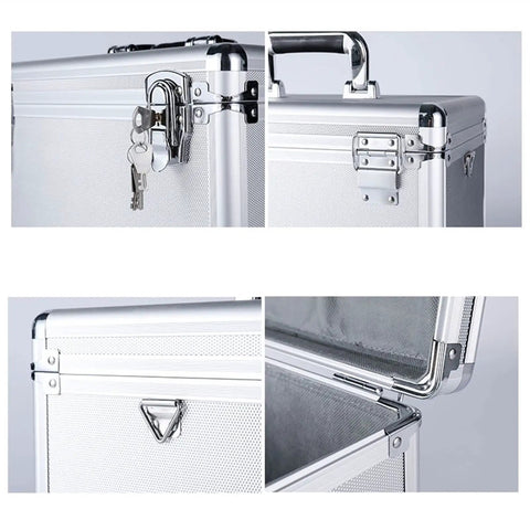 Beefed Up Heavy Duty Aluminum Tool Box With Removable Foam Insert Portable Hardware Storage Organizer Cabinet for Power Tools.