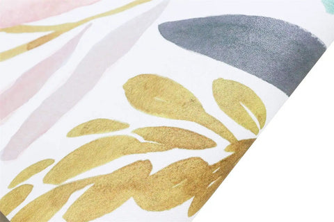 Watercolor Forest Peel And Stick Wallpaper Removable Floral Vinyl Self Adhesive Shelf Liner in white, pink, navy leaves design