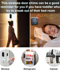 Wireless Door Chime Alarm When Door Opens For Kids Safety At Home Or Business, No Hassle Install Toddler Exit Alert on door