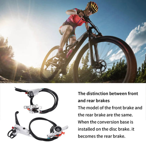 Slick Aluminum Alloy Dual Piston Mechanical Disc Brake Set with Ergo 3 Finger Levers for Mountain Road Bikes shown in use during trail riding.