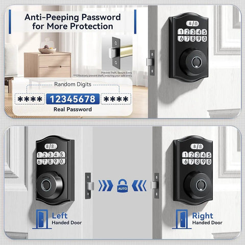 WiFi Smart Deadbolt Lock With Built In Fingerprint Scanner And App Control For Front Door Security Featuring Auto Lock Mode No Sweat Diy Install And Matte Black Finish For Rock Solid Keyless Entry Peace Of Mind