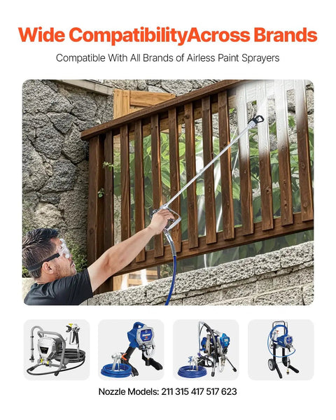 User operating Pro Move Airless Paint Spray Gun And Hose Kit Featuring 3600 PSI on wood fence, showcasing its compatibility.