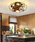 Small Mid Century Caged Ceiling Fan With Lights And Remote 20 Inch Cage Ceiling Fan With Light in modern kitchen setting