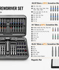 Hella Versatile 66 Piece Magnetic Ratcheting Screwdriver Kit With Detachable Handle And Precision Bits For Smartphone Laptop Repair Includes Secure Magnetic Mat - organized bits in portable case.