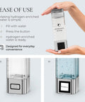 Hydrogen Water Bottle Generator Pro Portable Alkaline H2O Machine with 9000 PPB, showing ease of use and modern design.