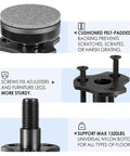 Image showing Eight Pack Adjustable Furniture Feet With Three Eighths Inch Sixteen Thread T Nut Kit Levelers.