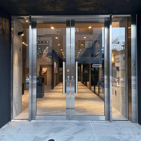 Heavy Duty 18 Inch Stainless Steel Door Pull Handle Built Tough With Solid Mounting Standoffs For Commercial Use Gate And Shower Doors 304 Stainless Brushed Nickel Finish Rust Resistant Easy Install on commercial glass doors.