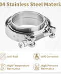 3 Inch V Band Clamp Kit Four Pack For Exhaust Systems With 304 Stainless Steel T Bolt Flanges Male And Female Adapters
