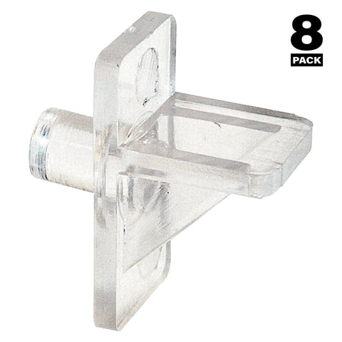 One Quarter Inch Clear Plastic Shelf Support Pegs Eight Pack For Cabinet Shelves And Furniture Easy No Tool Installation