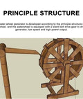 Diagram of an Outdoor Hydroelectric Water Wheel Generator With Quiet Belt Drive for Ponds Streams Rivers Canals