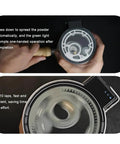 Solid Handheld Espresso Needle Distributor With 58mm Geared Motor adjusting depth, showing automatic operation and gear mechanism.